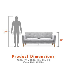 Load image into Gallery viewer, CosmoLiving Gloria Upholstered 3-Seater Sofa, Light Gray Velvet room decor couch lounge chair living room furniture