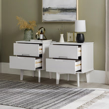 Load image into Gallery viewer, Bellamy Studios Mid-Century Modern 2-Drawer Solid Wood Nightstands, White, Set of 2 Chest of Drawers for Bedroom