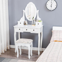 Load image into Gallery viewer, Fast Delivery Bedroom Furniture Dressers With Mirror 5 Drawers 1 Stool Multifunctional Women Makeup Dressers Dressing Table 1pcs