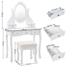 Load image into Gallery viewer, Fast Delivery Bedroom Furniture Dressers With Mirror 5 Drawers 1 Stool Multifunctional Women Makeup Dressers Dressing Table 1pcs