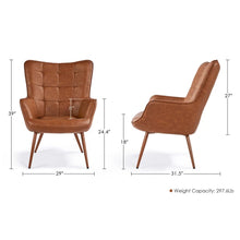 Load image into Gallery viewer, Faux Leather Wingback Accent Chair, Tan Living Room Furniture, Chair Living Room, Comfortable, Simple Aesthetic, Bedroom