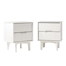 Load image into Gallery viewer, Bellamy Studios Mid-Century Modern 2-Drawer Solid Wood Nightstands, White, Set of 2 Chest of Drawers for Bedroom