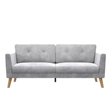 Load image into Gallery viewer, CosmoLiving Gloria Upholstered 3-Seater Sofa, Light Gray Velvet room decor couch lounge chair living room furniture