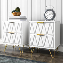 Load image into Gallery viewer, Hommoo 2 Drawers Nightstand Set, Modern Bedside Table Set with Metal Leg, Accent End Side Table for Living Room & Bedroom, White