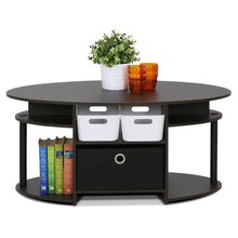 Load image into Gallery viewer, Furinno JAYA Simple Design Oval Coffee Table with Bin, Walnut Coffee Tables Living Room  Daining Table Walnut
