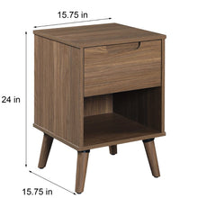 Load image into Gallery viewer, Mainstays Modern 1 Drawer Bedroom Nightstand, Brown Walnut
