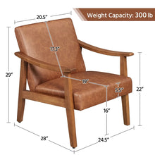 Load image into Gallery viewer, Faux Leather Accent Chair with Wooden Armrests,Light Brown,Living Room Furniture,Chair Living Room,Comfortable,Simple and Modern
