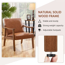 Load image into Gallery viewer, Faux Leather Accent Chair with Wooden Armrests,Light Brown,Living Room Furniture,Chair Living Room,Comfortable,Simple and Modern
