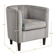 Load image into Gallery viewer, Contemporary Barrel Accent Arm Chair, Gray Velvet
