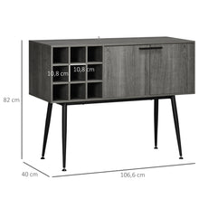 Load image into Gallery viewer, HOMCOM kitchen sideboard 2-door Buffet furniture 9-bottle wine rack with Metal legs for living room dining room 106,6x40x82 cm Gray
