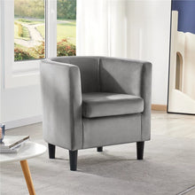 Load image into Gallery viewer, Contemporary Barrel Accent Arm Chair, Gray Velvet
