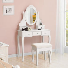 Load image into Gallery viewer, Fast Delivery Bedroom Furniture Dressers With Mirror 5 Drawers 1 Stool Multifunctional Women Makeup Dressers Dressing Table 1pcs
