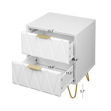 Load image into Gallery viewer, Hommoo 2 Drawers Nightstand Set, Modern Bedside Table Set with Metal Leg, Accent End Side Table for Living Room &amp; Bedroom, White
