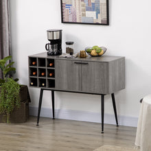 Load image into Gallery viewer, HOMCOM kitchen sideboard 2-door Buffet furniture 9-bottle wine rack with Metal legs for living room dining room 106,6x40x82 cm Gray
