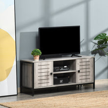 Load image into Gallery viewer, HOMCOM TV cabinet up to 50 inch Industrial style living room table with 2 closed shutter doors and 2 open shelves 110x40x50 cm gray oak
