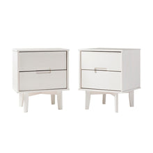 Load image into Gallery viewer, Bellamy Studios Mid-Century Modern 2-Drawer Solid Wood Nightstands, White, Set of 2 Chest of Drawers for Bedroom

