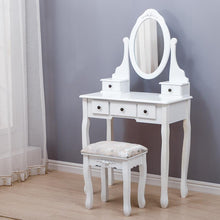 Load image into Gallery viewer, Fast Delivery Bedroom Furniture Dressers With Mirror 5 Drawers 1 Stool Multifunctional Women Makeup Dressers Dressing Table 1pcs
