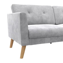Load image into Gallery viewer, CosmoLiving Gloria Upholstered 3-Seater Sofa, Light Gray Velvet room decor  couch lounge chair  living room furniture
