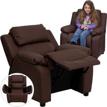 Load image into Gallery viewer, Flash Furniture Deluxe Padded Contemporary Blue Microfiber Kids Recliner with Storage Arms  lounge chair  chairs living room
