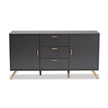 Load image into Gallery viewer, Kelson Modern and Contemporary Dark Grey and Gold Finished Wood 2-Door Sideboard Buffet
