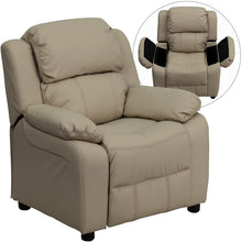 Load image into Gallery viewer, Flash Furniture Deluxe Padded Contemporary Blue Microfiber Kids Recliner with Storage Arms  lounge chair  chairs living room
