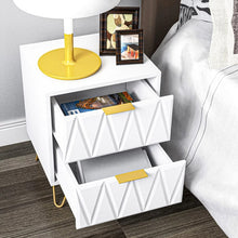 Load image into Gallery viewer, Hommoo 2 Drawers Nightstand Set, Modern Bedside Table Set with Metal Leg, Accent End Side Table for Living Room &amp; Bedroom, White
