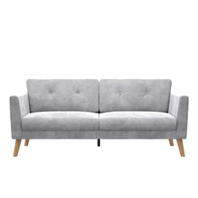 Load image into Gallery viewer, CosmoLiving Gloria Upholstered 3-Seater Sofa, Light Gray Velvet room decor  couch lounge chair  living room furniture
