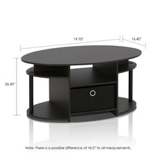 Load image into Gallery viewer, Furinno JAYA Simple Design Oval Coffee Table with Bin, Walnut Coffee Tables Living Room  Daining Table Walnut
