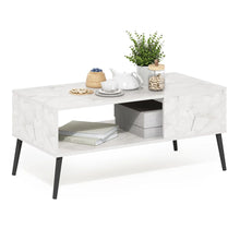 Load image into Gallery viewer, Claude Mid Century Style Coffee Table with Wood Legs, Marble White
