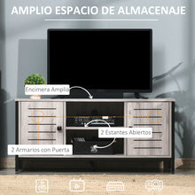 Load image into Gallery viewer, HOMCOM TV cabinet up to 50 inch Industrial style living room table with 2 closed shutter doors and 2 open shelves 110x40x50 cm gray oak

