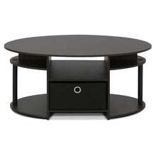 Load image into Gallery viewer, Furinno JAYA Simple Design Oval Coffee Table with Bin, Walnut Coffee Tables Living Room  Daining Table Walnut
