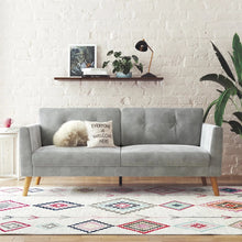 Load image into Gallery viewer, CosmoLiving Gloria Upholstered 3-Seater Sofa, Light Gray Velvet room decor  couch lounge chair  living room furniture
