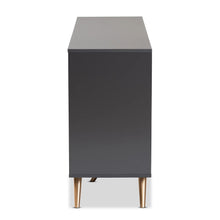 Load image into Gallery viewer, Kelson Modern and Contemporary Dark Grey and Gold Finished Wood 2-Door Sideboard Buffet
