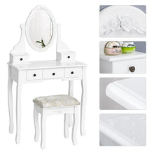 Load image into Gallery viewer, Fast Delivery Bedroom Furniture Dressers With Mirror 5 Drawers 1 Stool Multifunctional Women Makeup Dressers Dressing Table 1pcs
