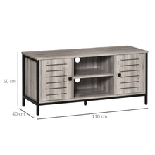 Load image into Gallery viewer, HOMCOM TV cabinet up to 50 inch Industrial style living room table with 2 closed shutter doors and 2 open shelves 110x40x50 cm gray oak
