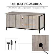 Load image into Gallery viewer, HOMCOM TV cabinet up to 50 inch Industrial style living room table with 2 closed shutter doors and 2 open shelves 110x40x50 cm gray oak
