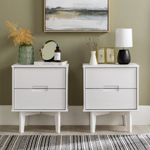 Load image into Gallery viewer, Bellamy Studios Mid-Century Modern 2-Drawer Solid Wood Nightstands, White, Set of 2 Chest of Drawers for Bedroom
